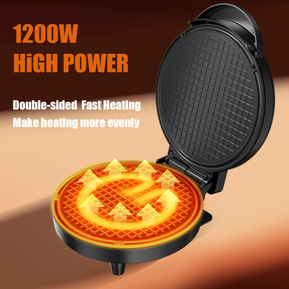 Electric Waffle Cone Maker 1200W Thin Waffle Ice Cream Bowl Egg Roll Machine Smart Control Non-stick Plates with Shaper Roller