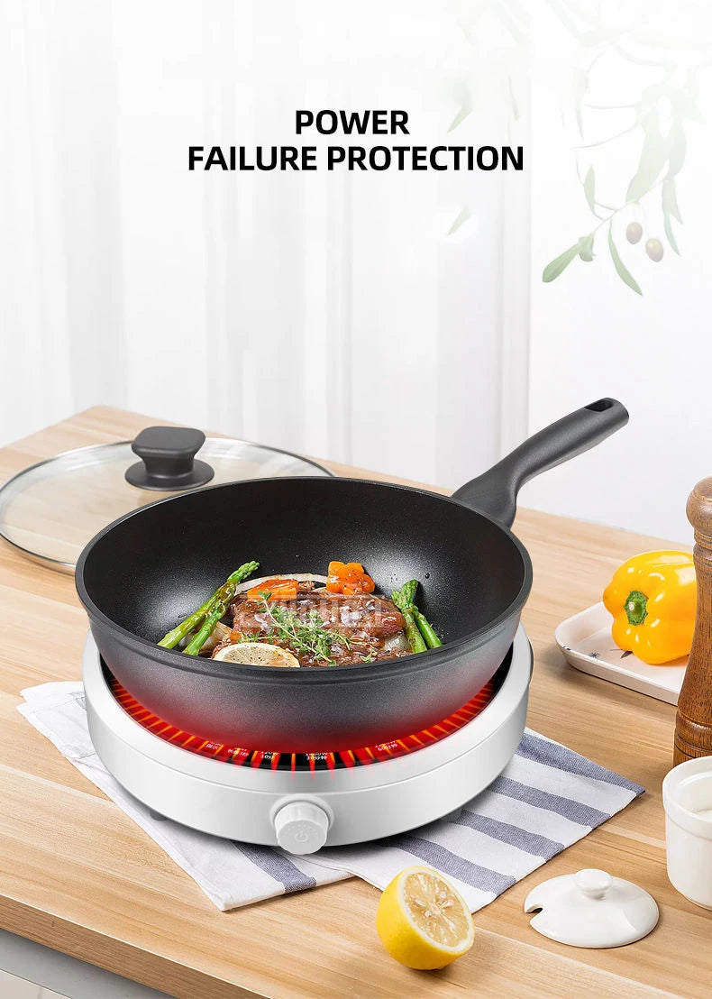 Round Smart Induction Cooker Household 2200W Inductions Kochplatte High Power Portable Cooktop Black Microcrystalline Panel