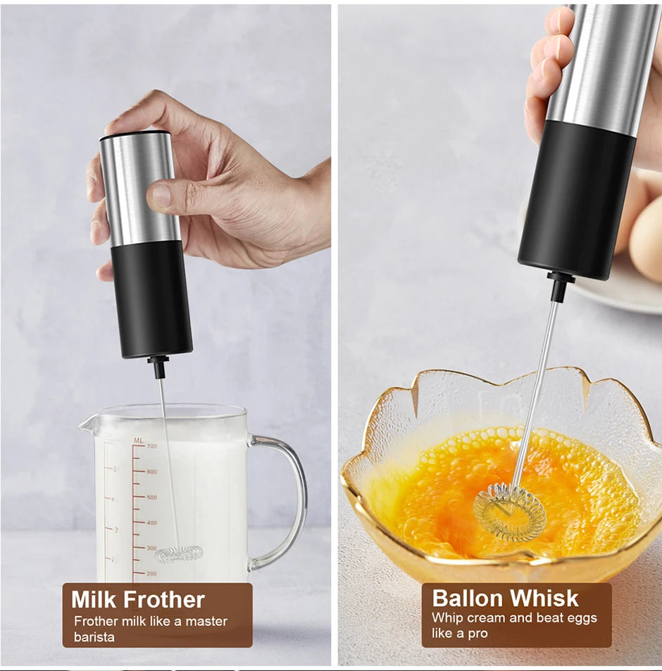 Electric Milk Frother Foam Maker Mixer for Coffee, Electric Portable Whisk Drink Mixer Mini Foam Maker Frothing Battery Powered