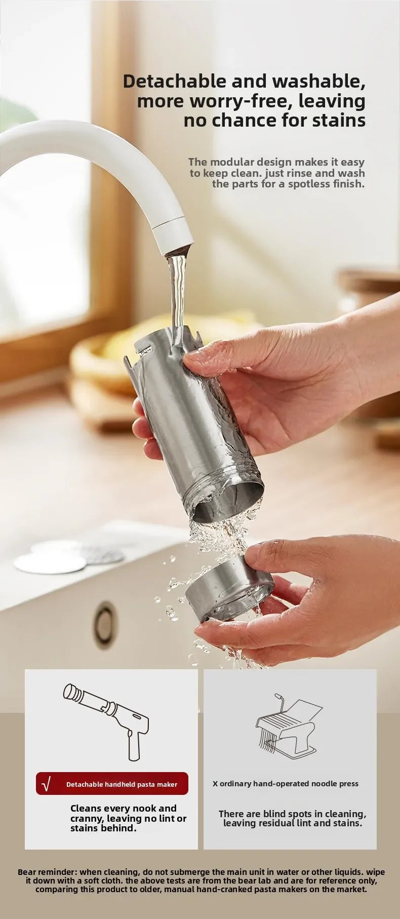 Wireless Handheld Electric Noodle Machine 5 Interchangeable Dies Stainless Steel Auto Pasta Maker Easy Clean Long Lasting