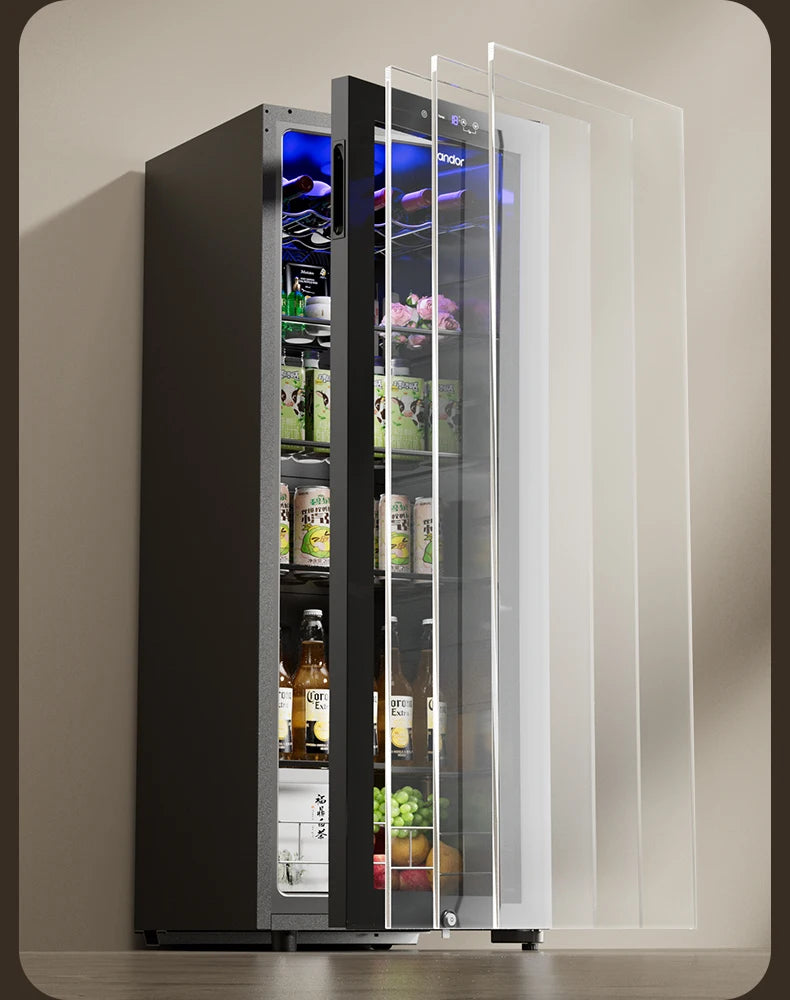 lCX household living room glass door fruit beverage tea fresh-keeping refrigerator