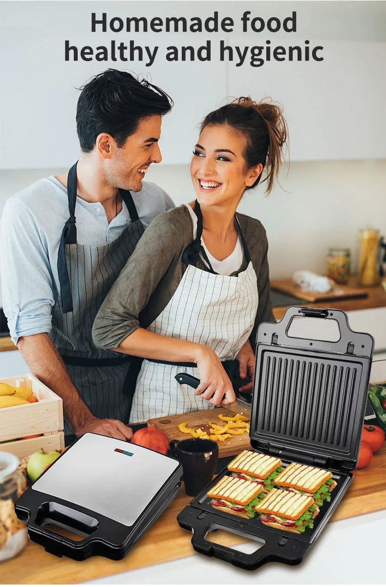 Interchangeable plate sandwich machine three-in-one high-power stainless steel breakfast machine toast steak waffle maker