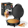Electric Waffle Cone Maker 1200W Thin Waffle Ice Cream Bowl Egg Roll Machine Smart Control Non-stick Plates with Shaper Roller