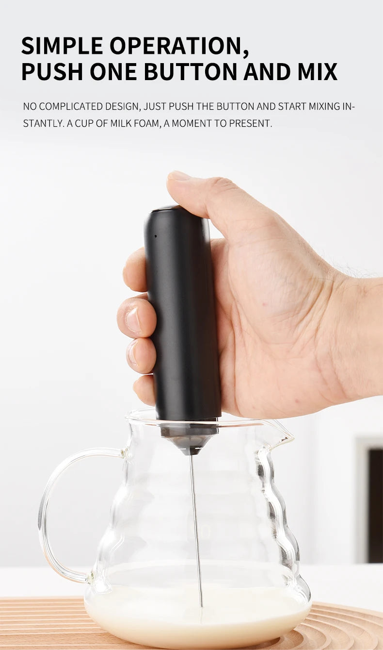 Electric Milk Frother Rechargable Kitchen Stirrer Handheld Coffee Frothing Wand Foam Maker Lattes Whisk Drink Mixer Egg Beater