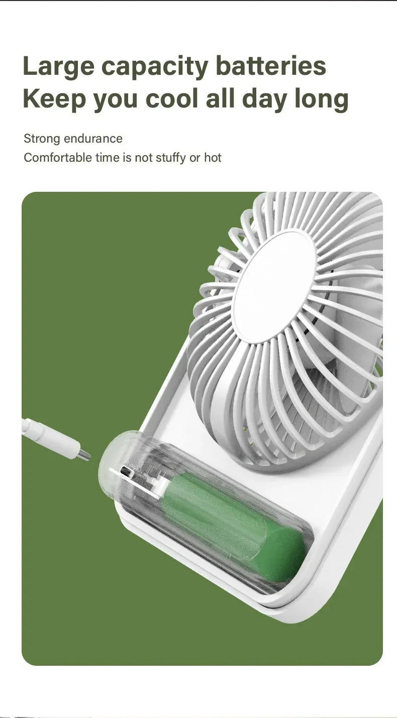 Portable Desk Fan USB Rechargeable Fan 180° Tilt Folding Personal Fan With Power Display 5 Speeds Ultra Quiet Table
