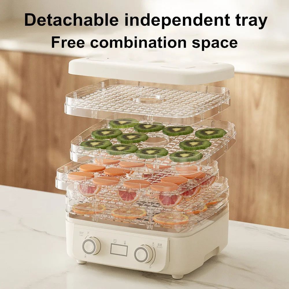 5-Tier Food Dehydrator, BPA-Free Plastic, 160W Drying Power, 30-70℃ Adjustable Temperature, 72H Timer, for Fruits/Herbs/Jerky,