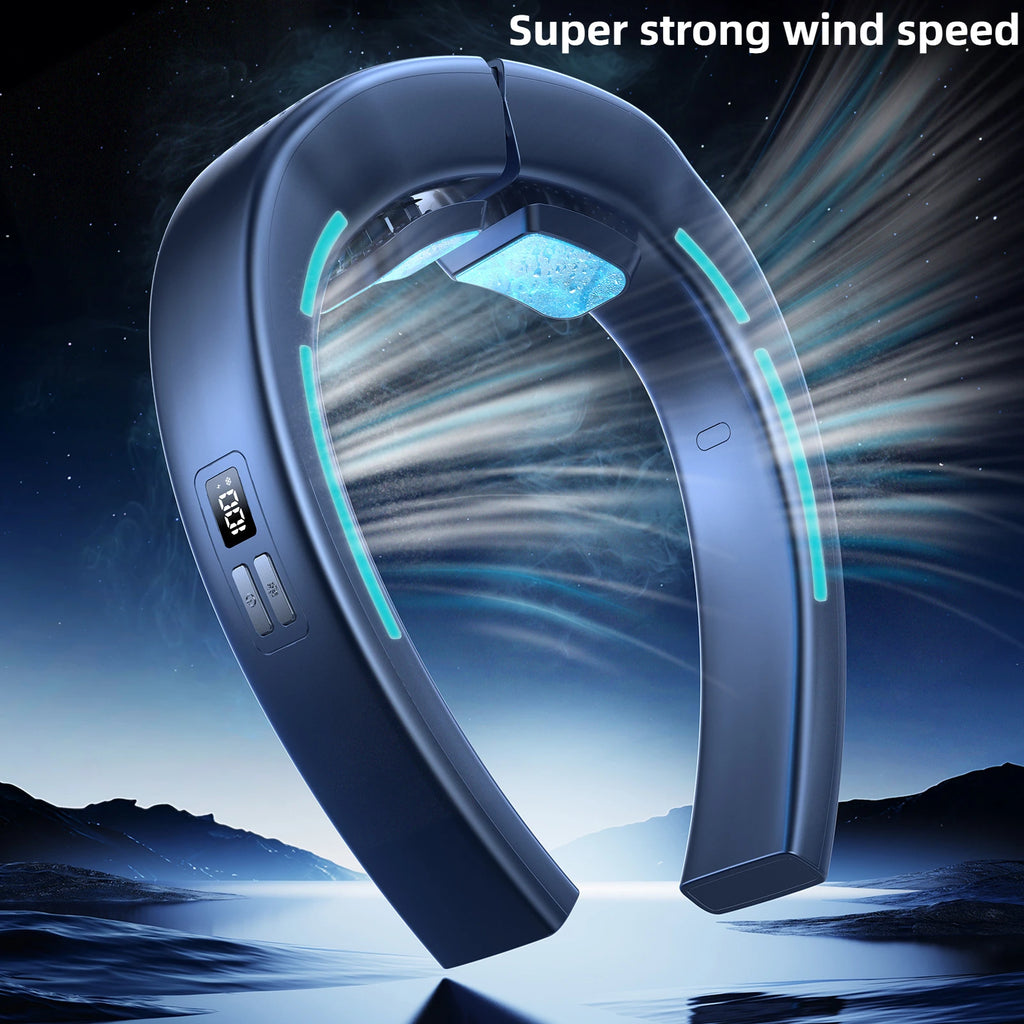 New Wearable Air Conditioner Hanging Neck Fan USB 22.5W Super Fast Charging Dual Cooling 6000mAh High Wind Power Ice Sensing Fan