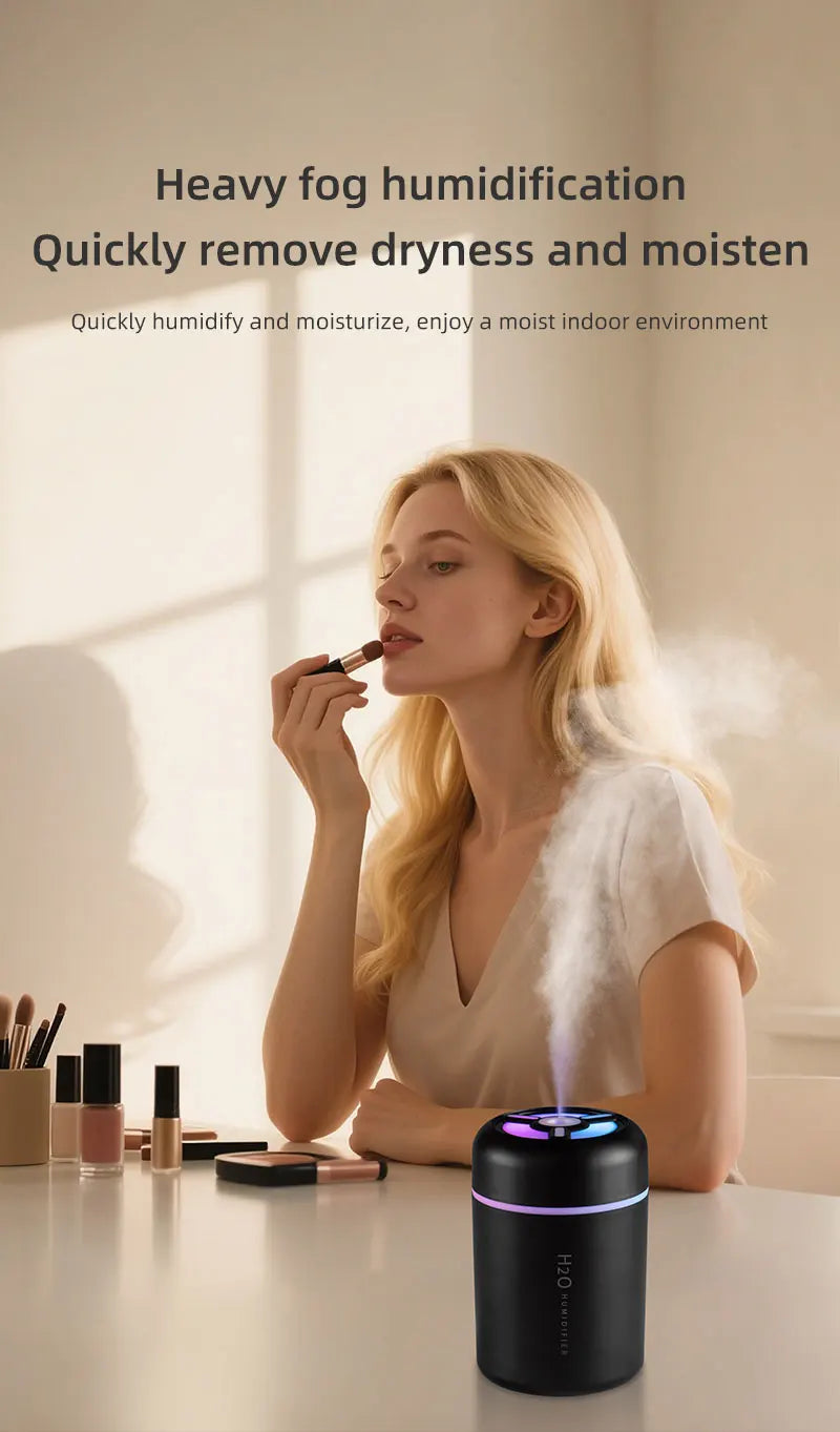 2025 New Portable Colorful Humidifier for Car Home USB Mini Air Humidifier with LED Night Light Silent Ultrasonic Humidifier