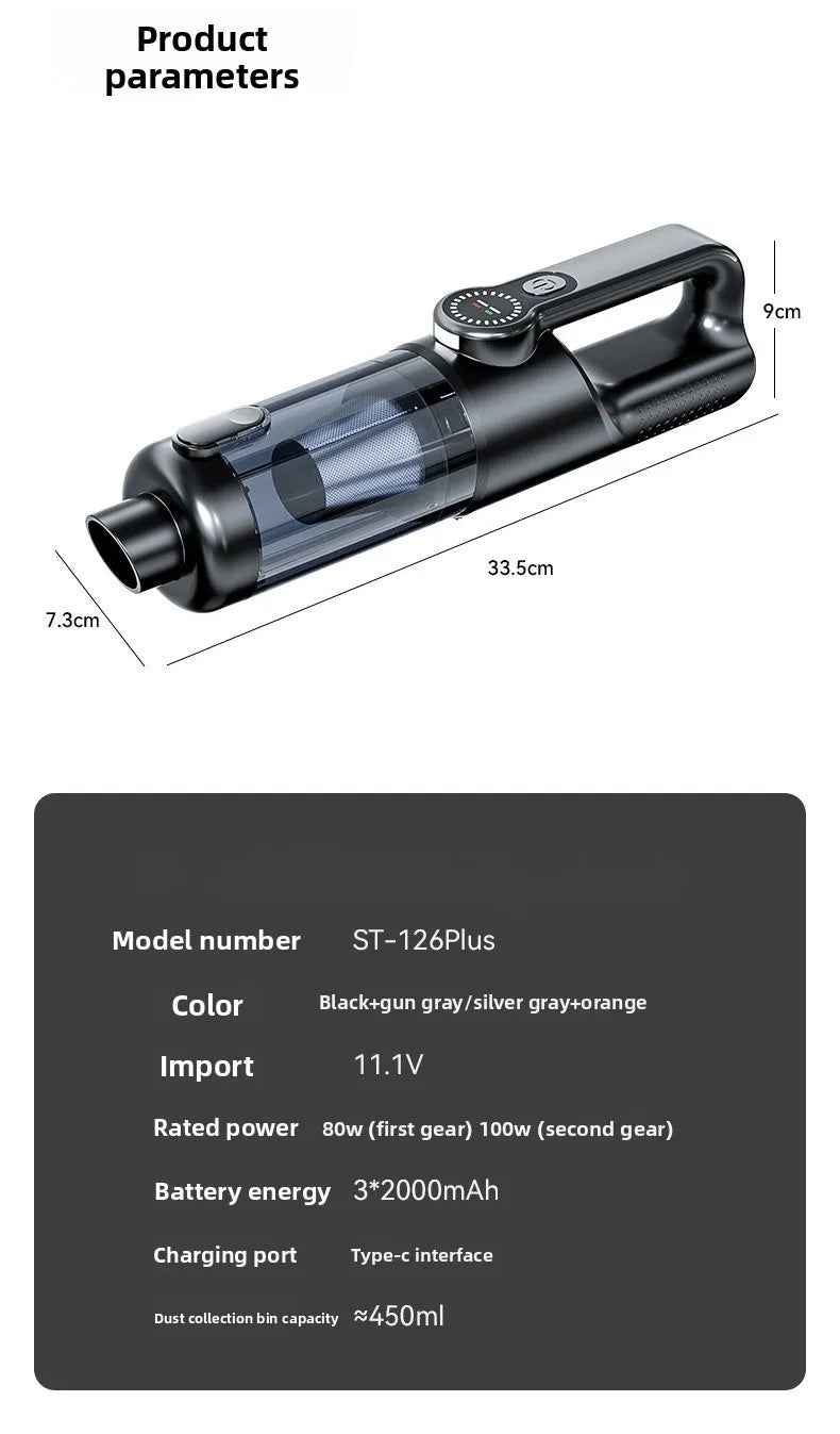 Household/Car Portable 17000pa Large Suction Vacuum Cleaner, High-Power Convenient Handheld Car Vacuum Cleaner