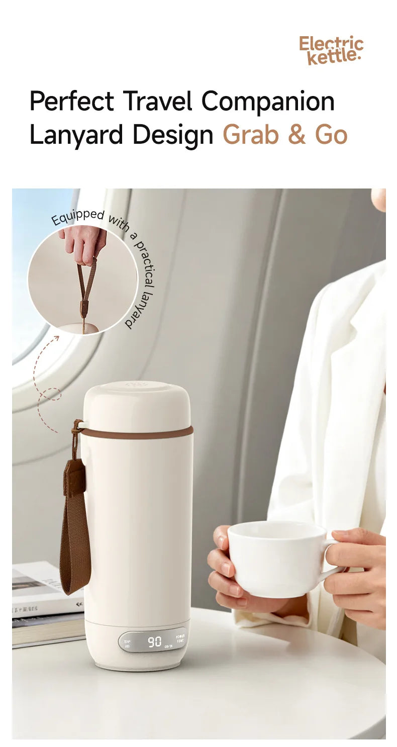 Electric Kettle Portable 600ml Travel Heating Touch Screen Intelligent Adjustable Temperature Thermal Cup