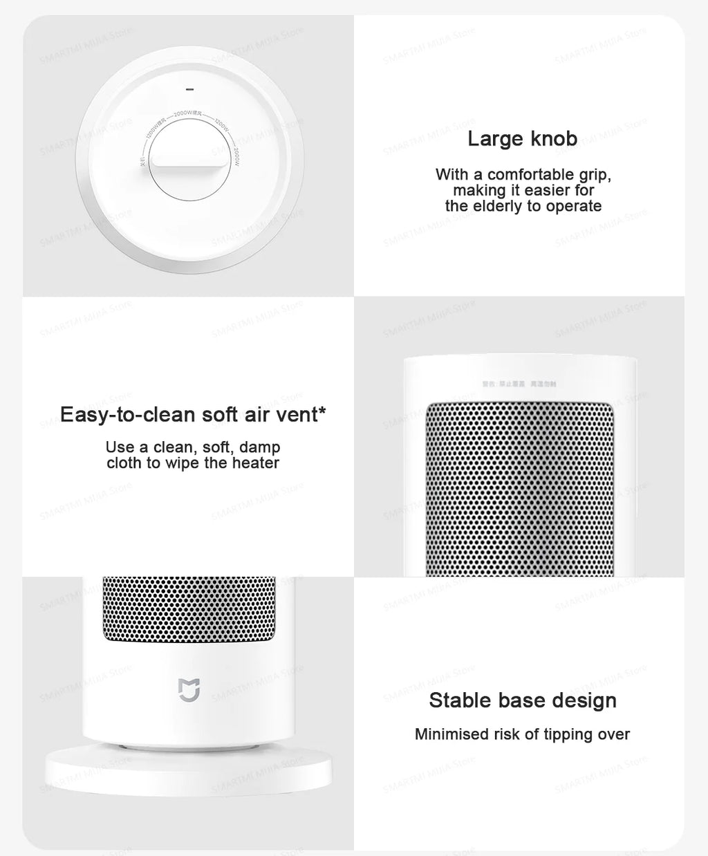 MIJIA Fan Heater,Lightweight and Compact,2,000W High Power,Wide-angle 70°,Multiple Safety Feature,CN Version With Adapter