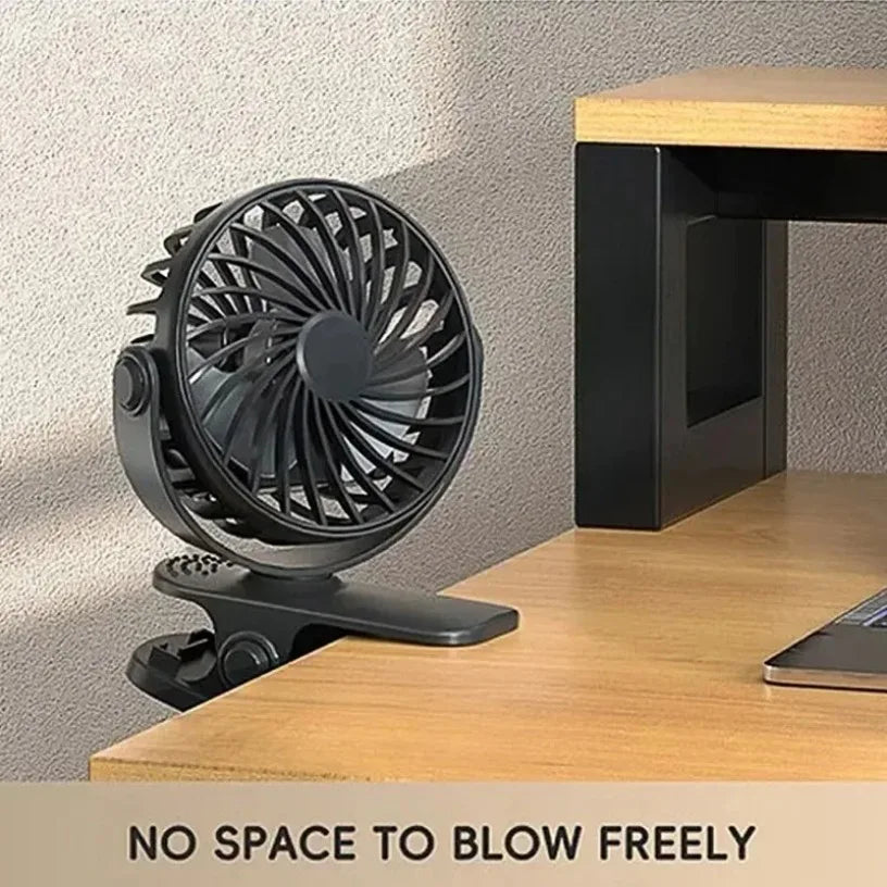 Portable Mini 360°Flip USB Rechargeable Table Fan Clip-on Type Desk Fan Hanging Clip Fan Night Light Air Cooler Outdoor