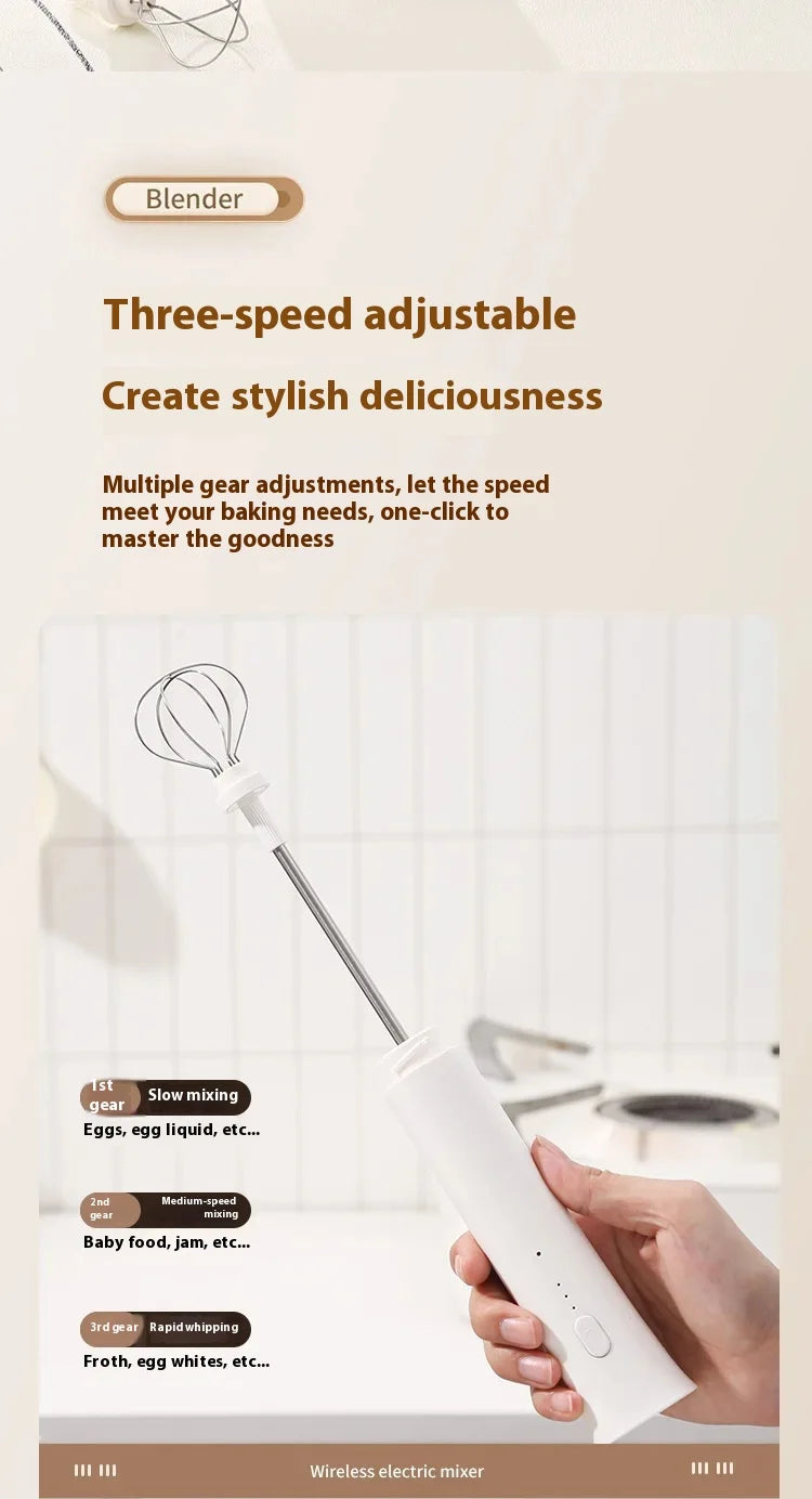 1ps Hot Selling Household Kitchen Small and Convenient Egg Beater Handheld Electric Charging Model Milk Frother Coffee Stirrer