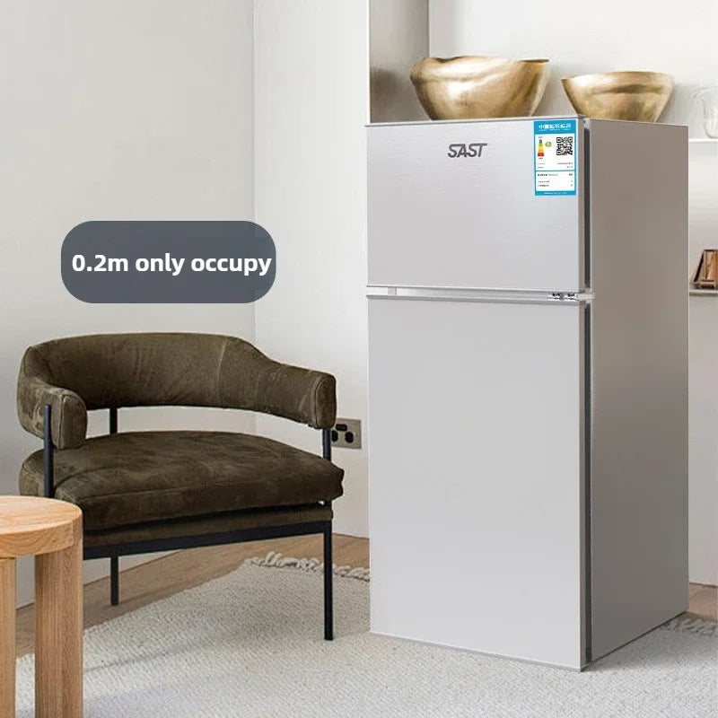 Energy Saving Refrigerator with Double Doors Small Refrigerator Home Dormitory Rental Room Freezer Refrigeration Mini Bar Fridge