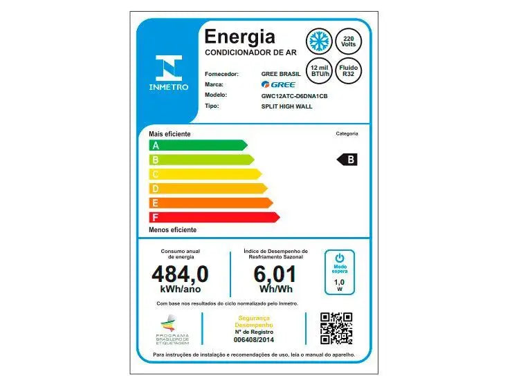 Air conditioning Split 12.000 BTUs Gree Reverse Cold GWC12ATC-D6DNA1CB - 220V