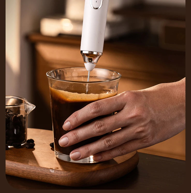 Milk Frother Wand Coffee Frother Handheld Foam Maker For Latte Rechargeable Electric Milk Frother Handheld Drink Mixer Gift Idea