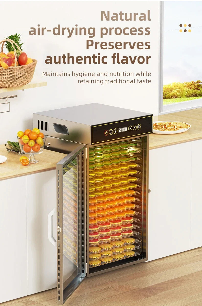 DIVEDEER 6-18 Layer Stainless Steel Food Dehydrator with Adjustable Temperature Control (30~90°C) for Fruits Vegetables Meat