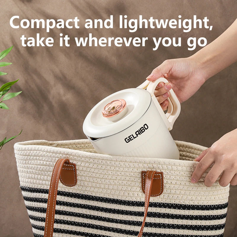 GELAIBO Electric Kettle Folding Kettle Travel Portable Kettle 304 Stainless Steel Electric Kettle Double-Layer Anti-Multifunctio