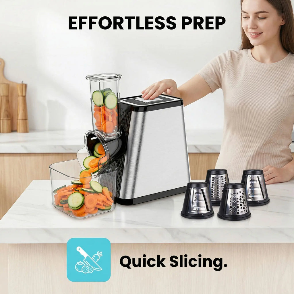 DIVEDEER Electric Vegetable Slicer and Cheese Grater 5-in-1 Multifunctional Slicer Shredder Dicer Grinder and Vegetable Cutter