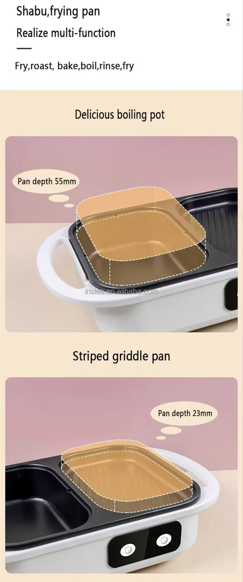 High Quality 2 in 1 Barbecue Cooking Pot Multi Functional Frying Pan Electric Hot Pot