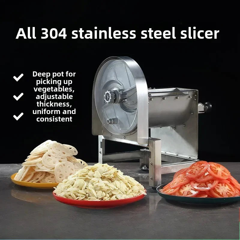 Commercial stainless steel electric slicer for cutting garlic and lemon slices, fruit slices and thin slices