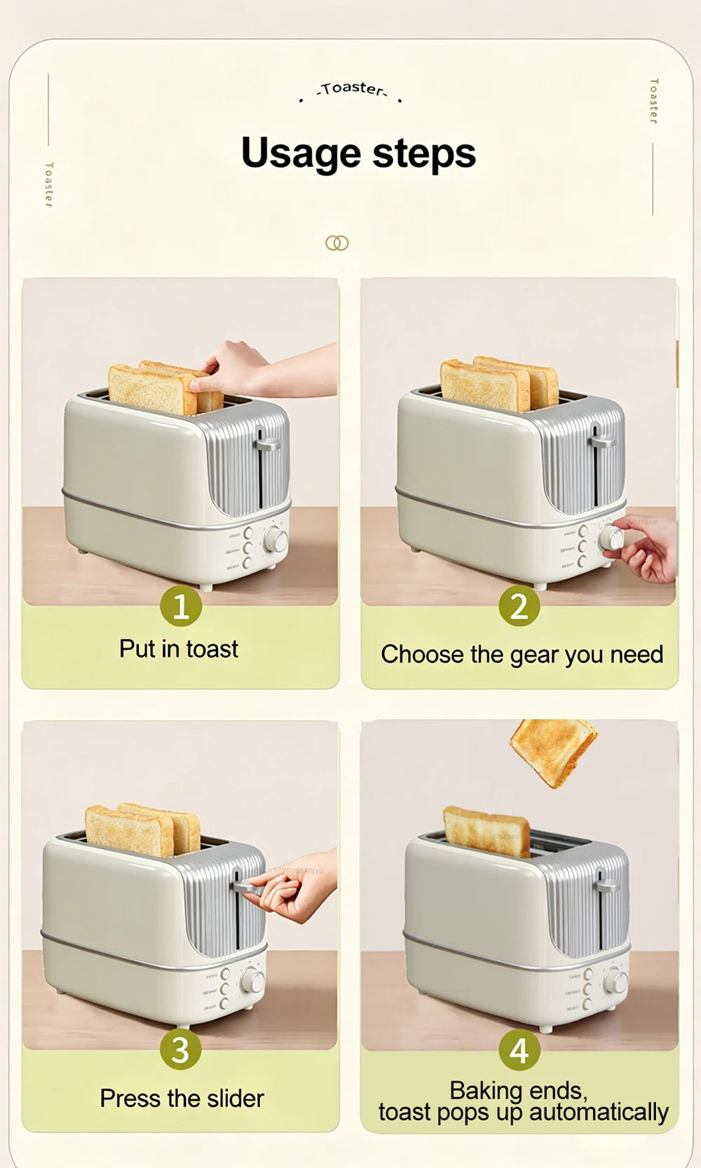 2-Slot Toaster 7 Browning Levels Home Extra Wide Slot Toaster with Reheat, Defrost and Cancel Includes a Detachable Crumb Tray