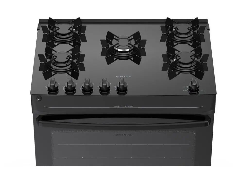 5 Stove Atlas Black Monaco Top Glass - Bivolt