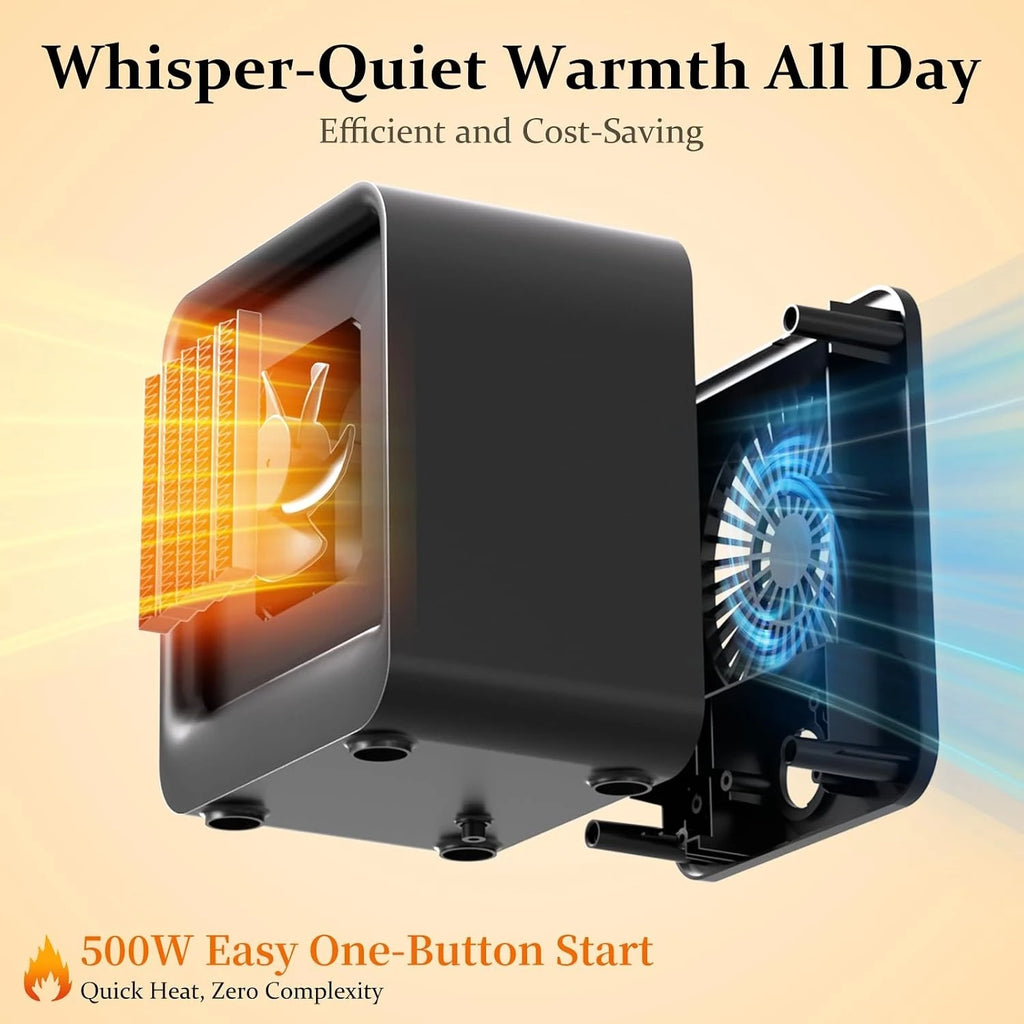 2026 New Upgrade Space Heater, Portable Mini Heater For Indoor Use, 500W Fast Heating Small Desk Heater With Overheating