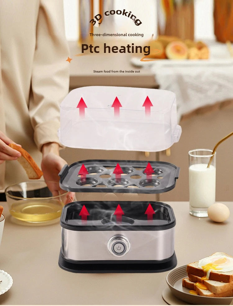Egg Boiler and Steamer, Kitchen Appliance for Quick Boiling and Steaming Eggs, Mini Breakfast Maker,food Steaming Cooker