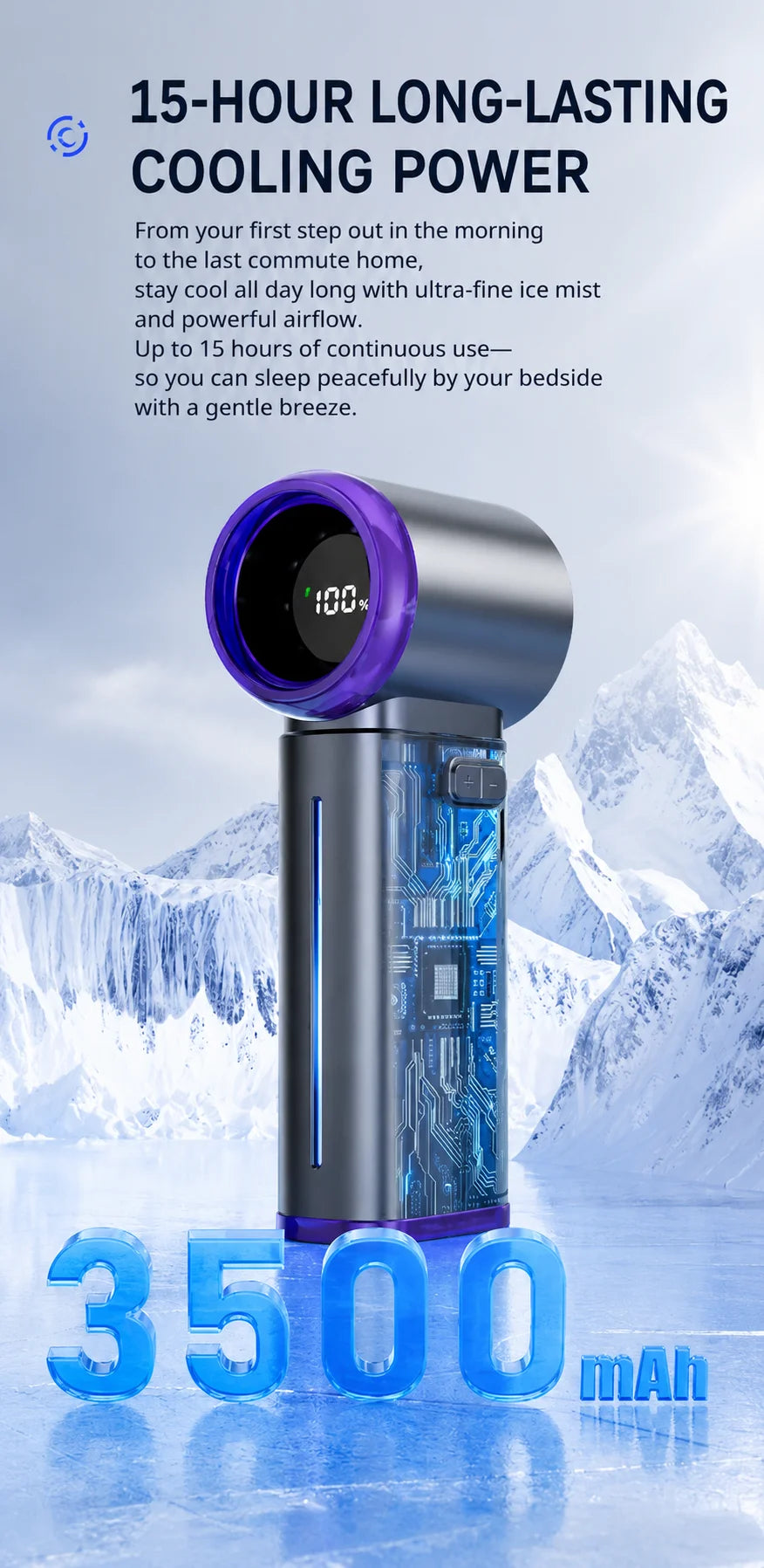 Portable Mist Cooling Fan Humidifier Ice Water Instant Cooler 199-Speed Turbo Handheld Fan Rechargeable Mini Air Conditioner Fan