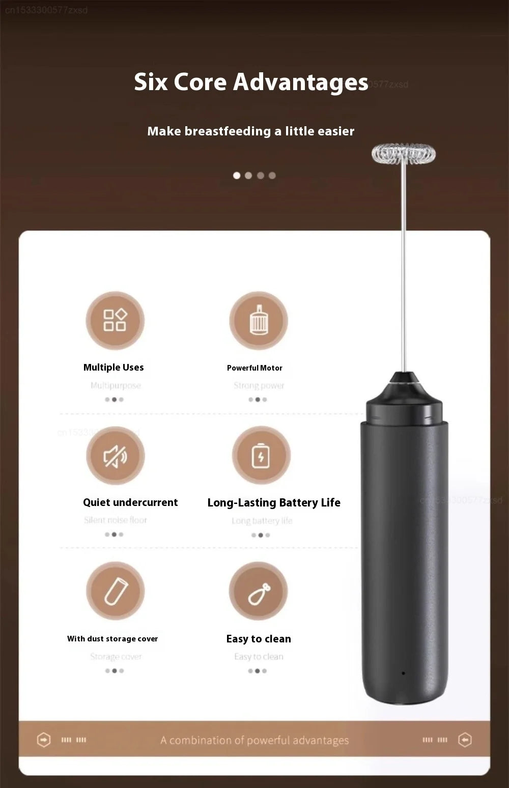 New Electric Milk Frother Household 3 Speeds Rechargeable Coffee Blender Covered Storage for Milk Drink Coffee Cooking Tool