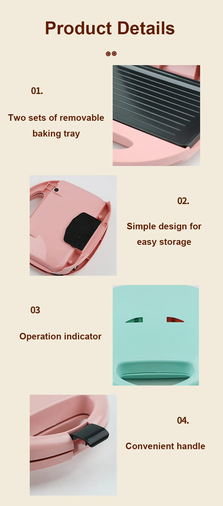 DMWD Electric Egg Sandwich Maker Mini Grilling Panini Baking Plates Toaster Multifunction Non-Stick waffle Breakfast Machine EU