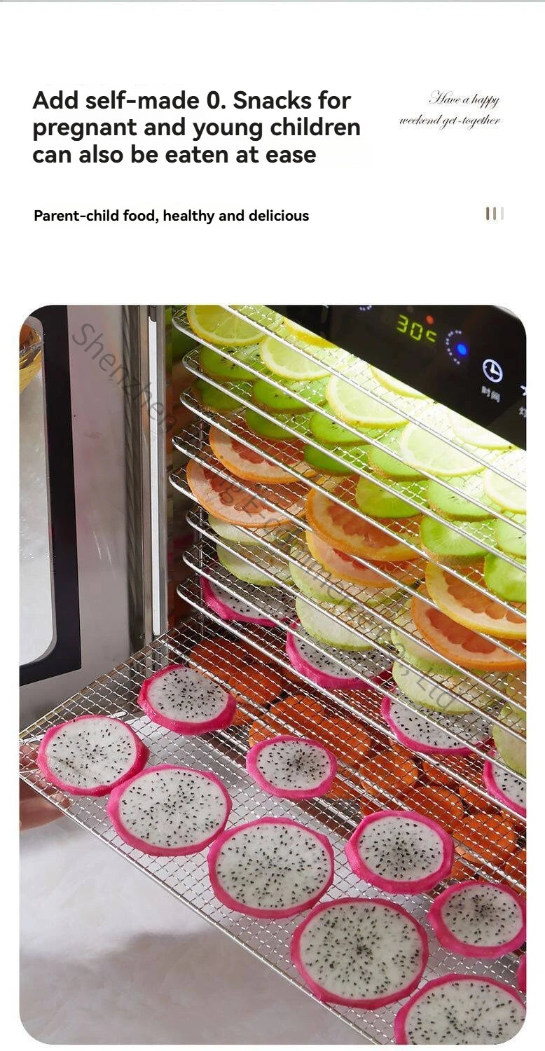 Compact household food dryer, 8-tray multifunctional smart fruit dryer, fruit and food dehydrator.