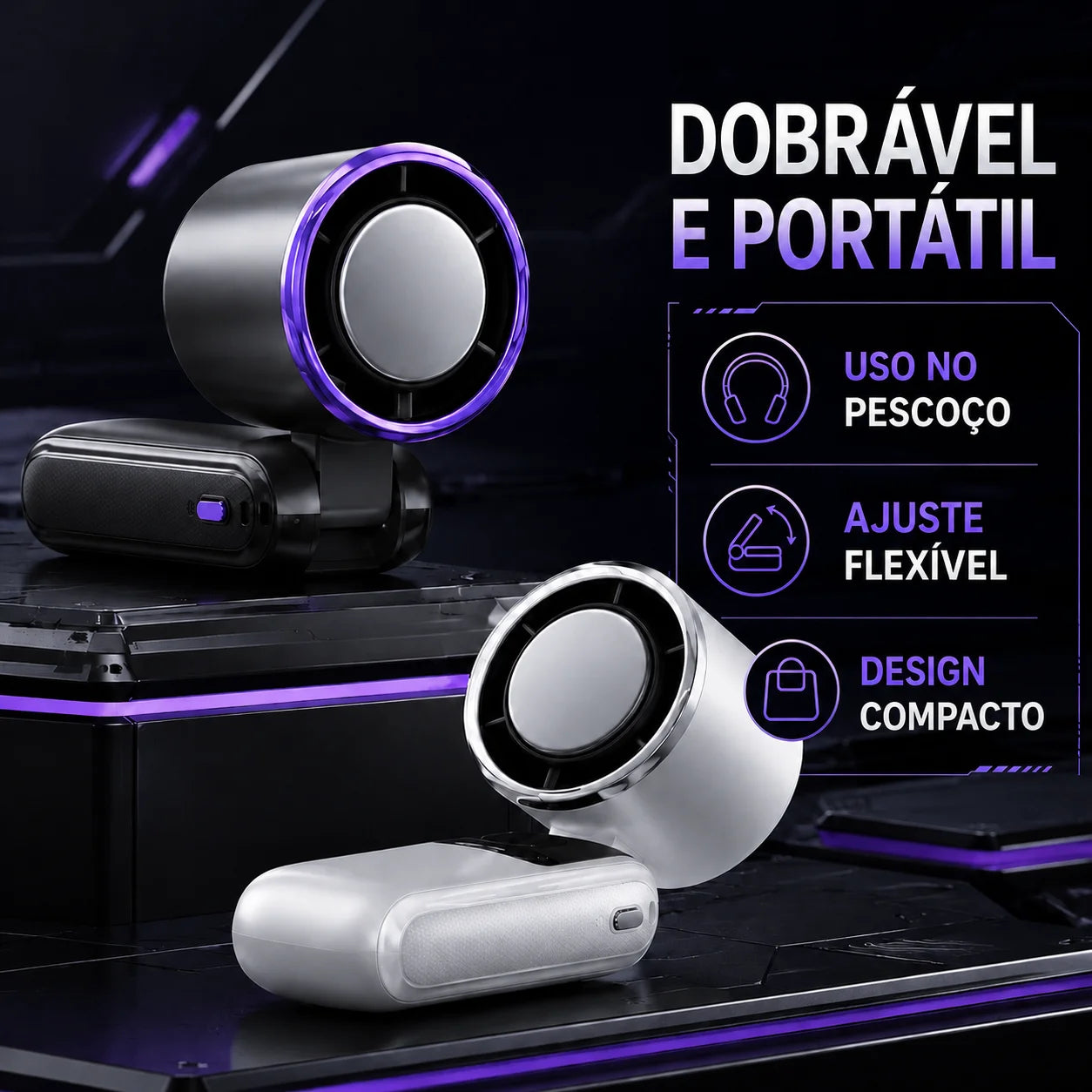 Ice Cooling Portable Neck Fan, 5-Speed Turbo Wind Foldable Hands Free Cooler, 4000mAh 9H Battery Travel Outdoor