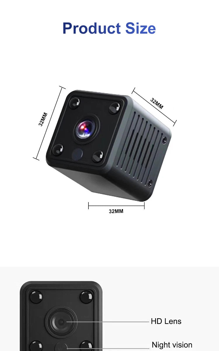X6 Mini IP Camera WiFi Sports Camera HD 1080P Wireless Security Surveillance Built-in Battery Night Vision Smart Home Micro Cam