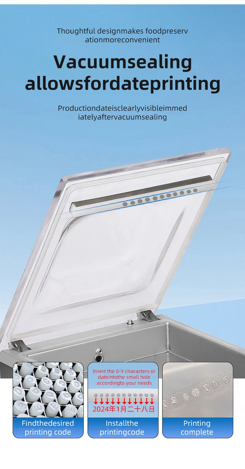 DIVEDEER Commercial Vacuum Sealer for Food Packaging Chamber-Type Vacuum Sealer for Kitchen Meat Preservation