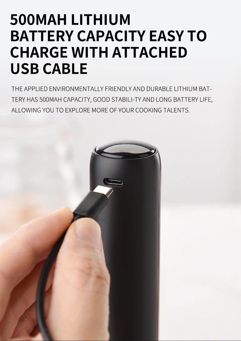 Electric Milk Frother Rechargable Kitchen Stirrer Handheld Coffee Frothing Wand Foam Maker Lattes Whisk Drink Mixer Egg Beater