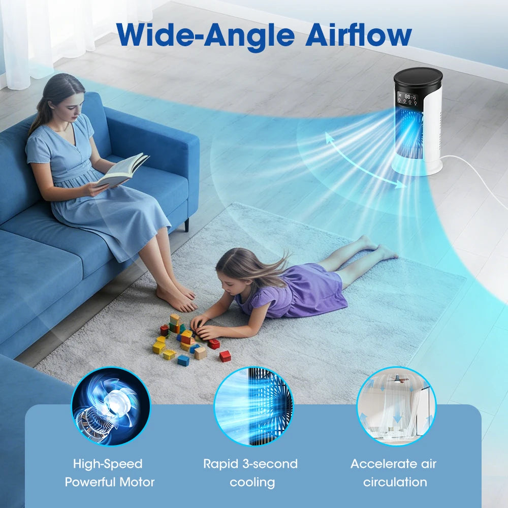 3 In 1 Household Fan Air Conditioner Portable 6-gear Air Cooler LED Night Light Humidifier Air Adjustment Fan Office Home Fan