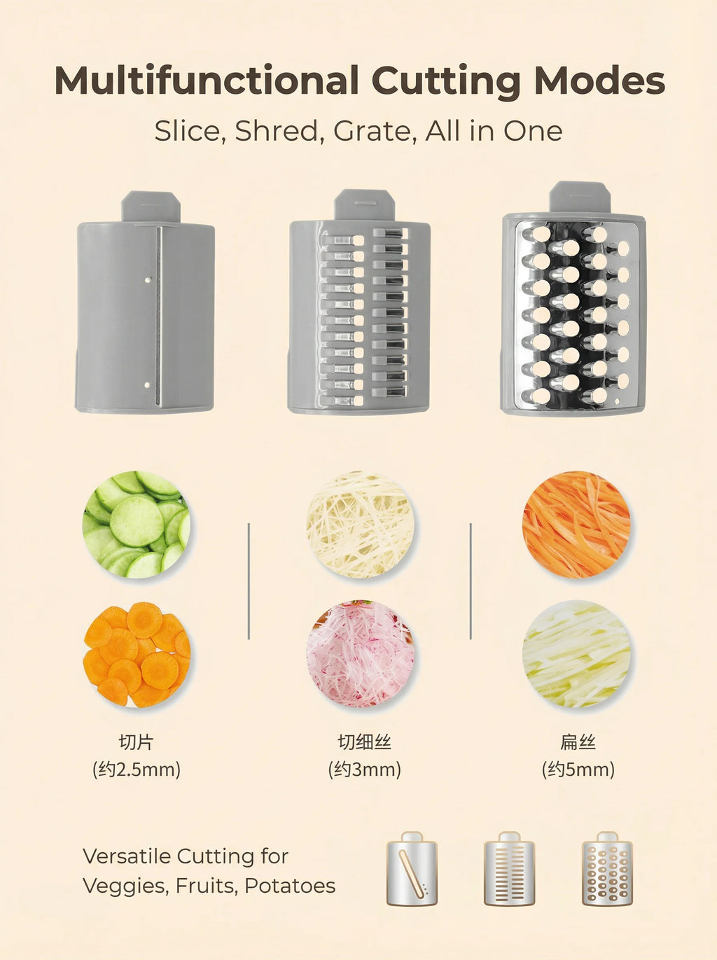 DIVEDEER Multi-Function Electric Cyclone Vegetable Cutter Home Kitchen Wonder: Storm-Powered Shredder & Slicer