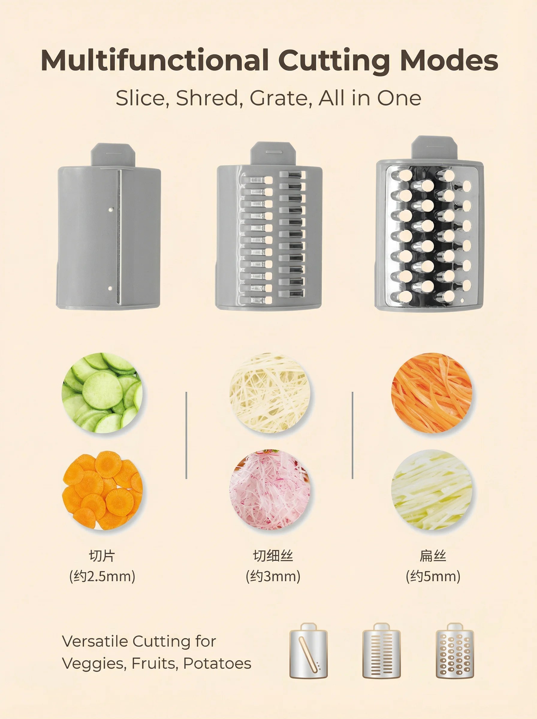 DIVEDEER Multi-Function Electric Cyclone Vegetable Cutter Home Kitchen Wonder: Storm-Powered Shredder & Slicer