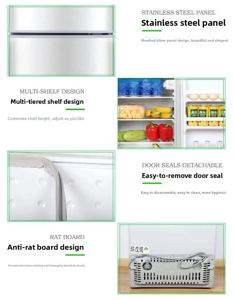 Mini Refrigerator for Office Bar Rental Room Dormitory Refrigerator Freezer Dual-use Home Energy Saving Electric Refrigerator