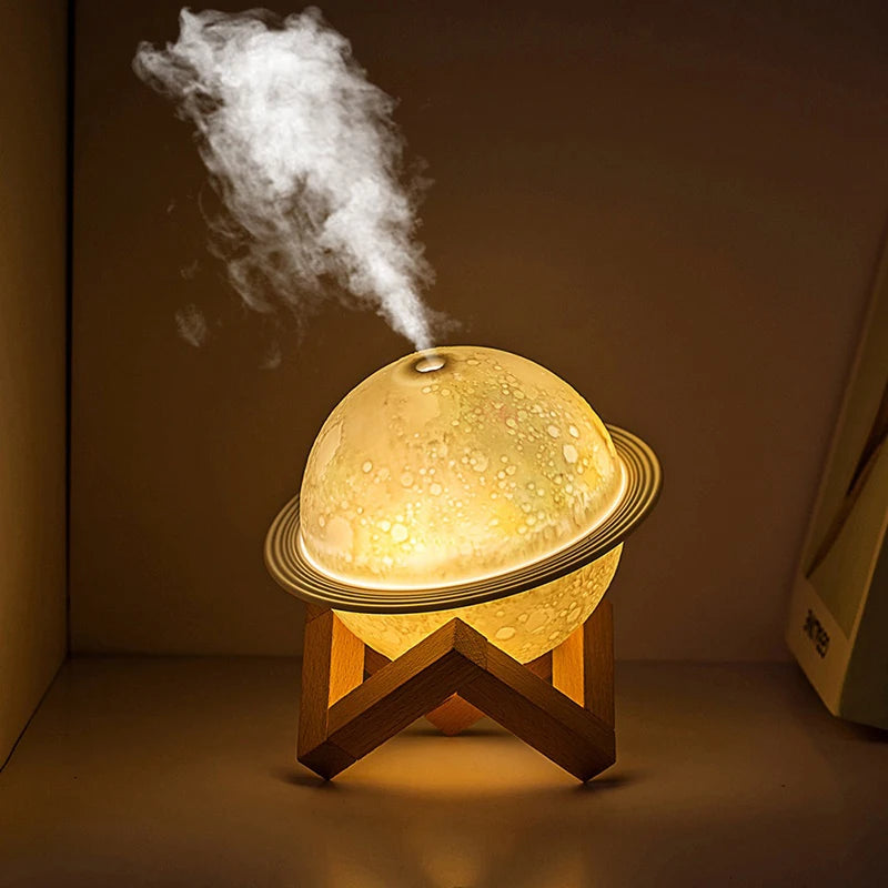 Moon Air Diffuser 880ML Aroma Spreader Ultrasonic Portable Air Humidifier USB Air Shooter Full Moon Light Night Home Decor