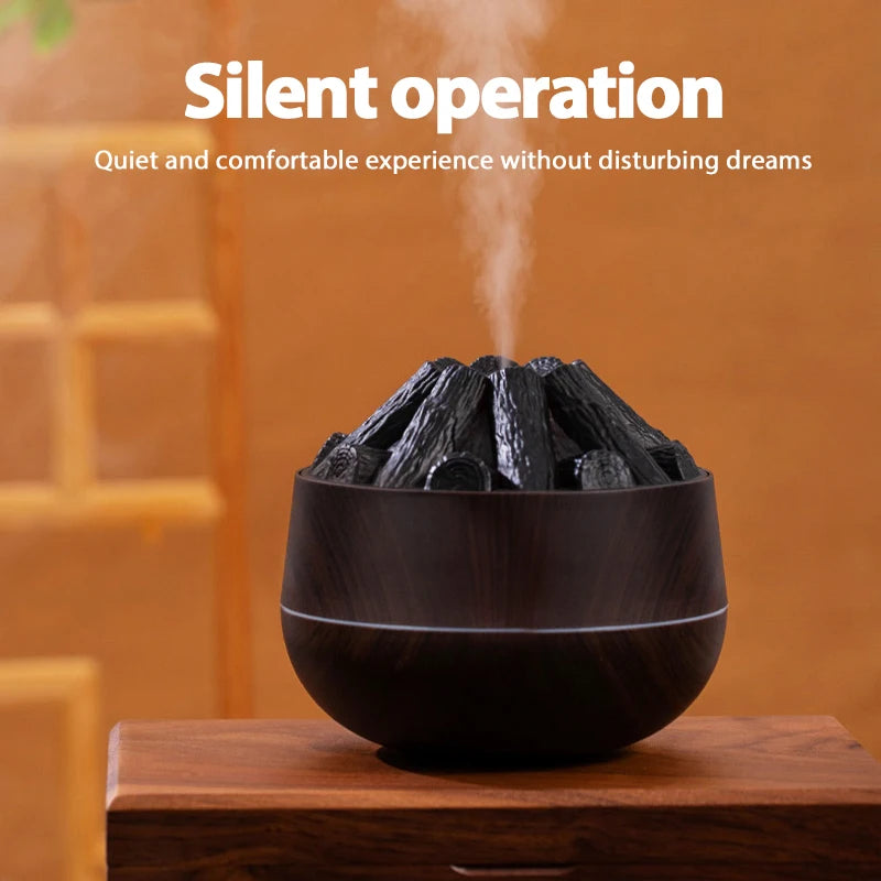 2026 Simulation Flame Cool Mist Humidifier 300ml Ultrasonic w/ Night Light, Silent Desktop for Bedroom Office Home