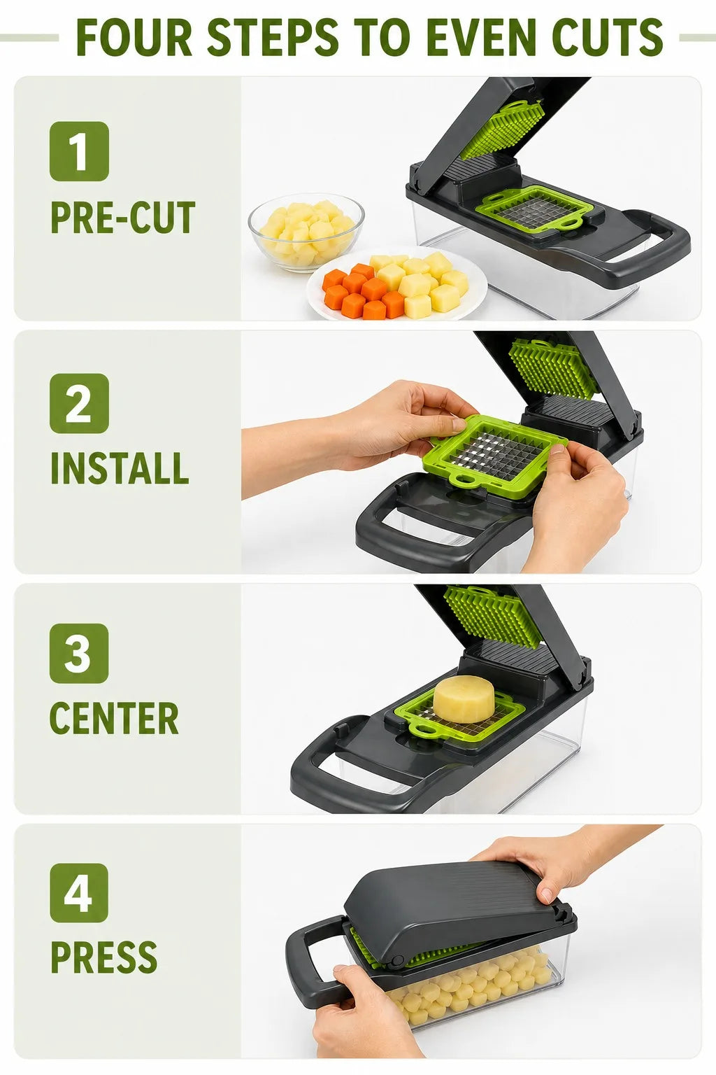 16PCS Vegetable Chopper with Container, 7 Blades Manual Onion Dicer Mandoline Slicer Grater with Drain Basket