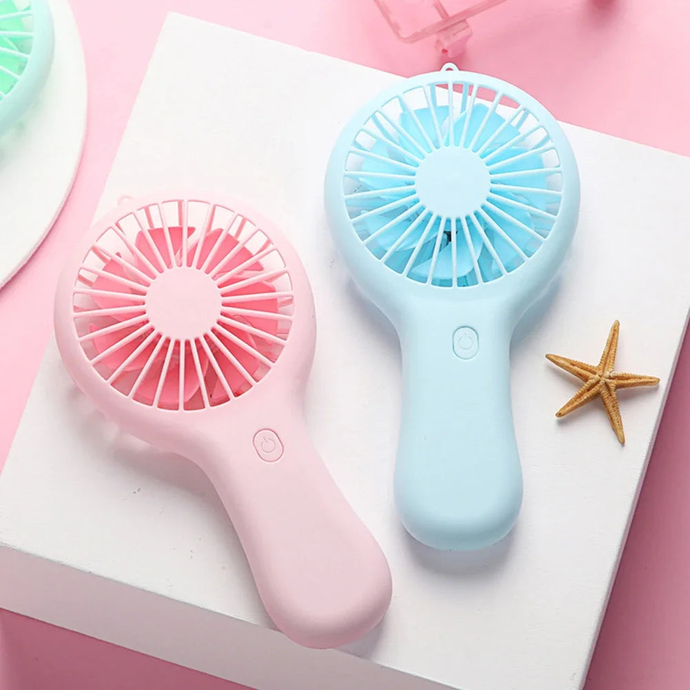 Mini Handheld Small Fan 3 Gears Portable Silent Office Desk Student on Dormitory Charging Outdoor Hand Holding Fan Small