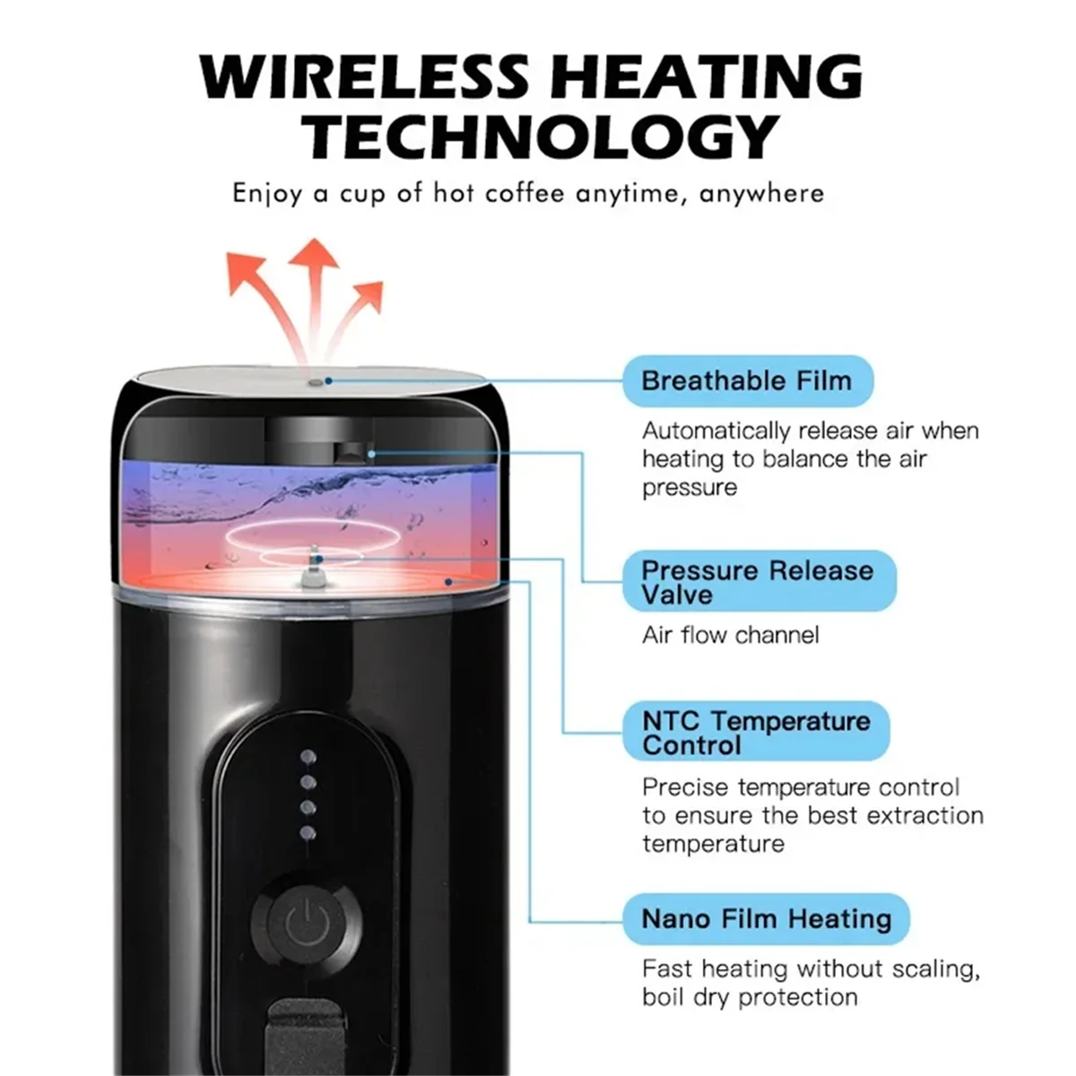 AB51 Portable Espresso Machine 7500mAh Wireless Heating, 20 Bar Electric Coffee Maker for Travel & Home