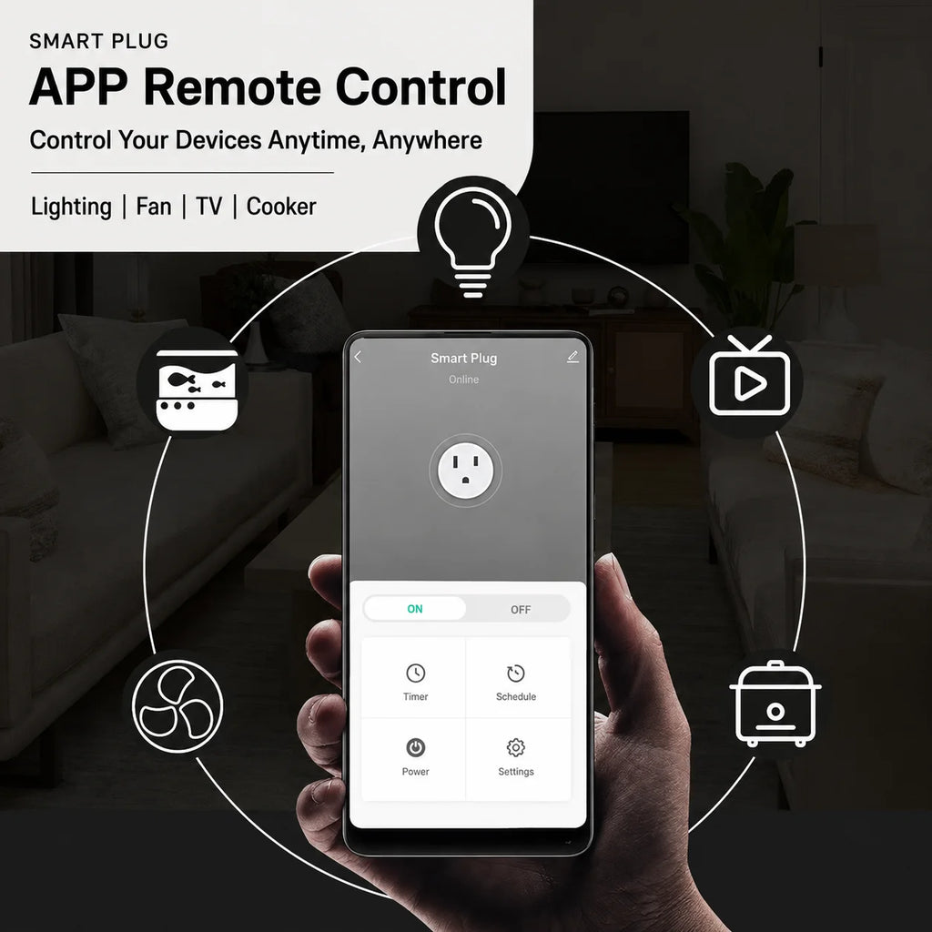 Tuya US-Spec Smart Plug 10A with Wi-Fi Connectivity, Timer Function, and Voice Control—Ideal for Smart Homes