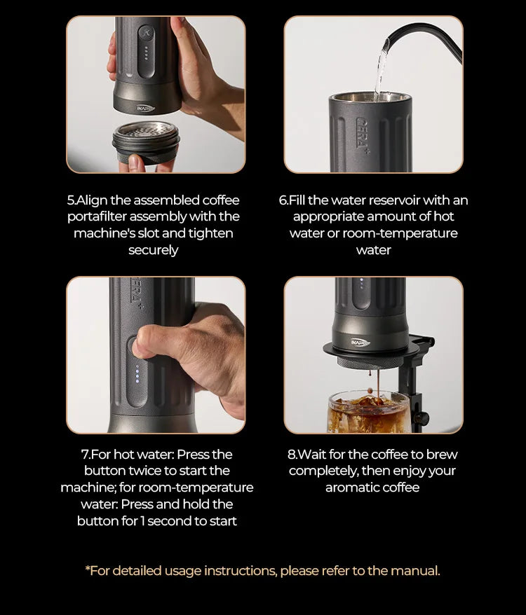 IKAPE Kapo K2 Portable Coffee Machine/Bluetooth Connection/Timer Function,51/58mm Espresso Bottomless Portafilter,Camping/Home