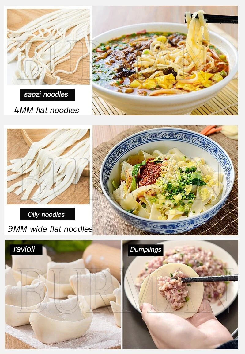 Electric Noodle Dumpling Wrapper Maker Machine Pasta Noodle Machine Commercial Household Stainless Steel Noodle Press Machine