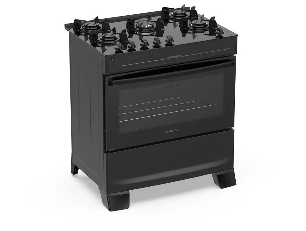 5 Stove Atlas Black Monaco Top Glass - Bivolt